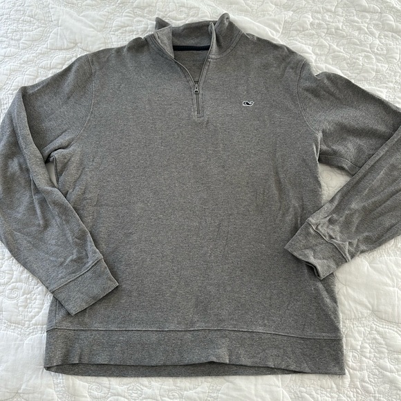 Vineyard Vines Gray Pima Cotton 1/4 Zip Pullover Men’s Medium M - Picture 2 of 3